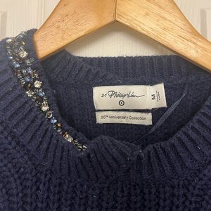 3.1 Phillip Lim for Target Navy Jeweled Neck Sweater